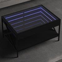 Berkfield Home Coffee Table with Infinity LED Black 70x50x38 cm | Size: 70 x 50 x 38 cm