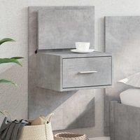 Berkfield Home Wall-mounted Bedside Cabinet with LED Lights Concrete Grey