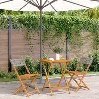 Berkfield Home 3 Piece Bistro Set Grey Poly Rattan & Solid Wood