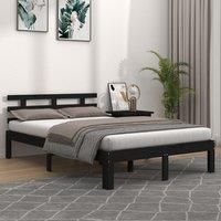 Bed Frame Black Solid Wood 200x200 cm
