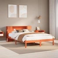 Berkfield Home Bookcase Bed without Mattress Wax Brown 135x190 cm Double Solid Wood Pine
