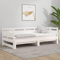 Pull-out Day Bed White Solid Wood Pine 2x(90x200) cm