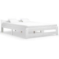 Bed Frame White Solid Pine Wood 160x200 cm