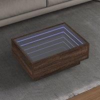 Berkfield Home Coffee Table with LED Brown Oak 70x50x30 cm Engineered Wood | Size: 70 x 50 x 30 cm