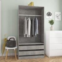 Berkfield Home Wardrobe Concrete Grey 100x50x200 cm Engineered Wood | Size: 100 x 50 x 200 cm
