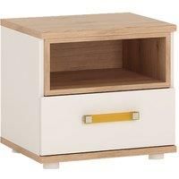 4Kids 1 Drawer Bedside Cabinet In Light Oak And White High Gloss (Orange Handles)