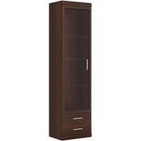 Tall Cabinet Mahogany Glazed 1 2 Doors 2 Drawer Narrow Unit Living Dining Fur...