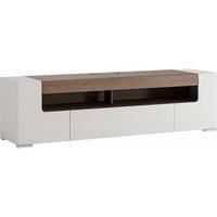 190 cm wide TV Cabinet White High Gloss Fronts Soft Close Doors W190xH53xD45cm