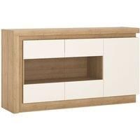 Furniture To Go 3 Door Glazed Sideboard (Including LED Lighting) Riviera Oak/White high Gloss, Wood 157.6x42x89.1 cm