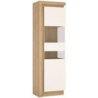 Lyon Tall Narrow Display Cabinet (rhd) In Riviera Oak Effect/White High Gloss