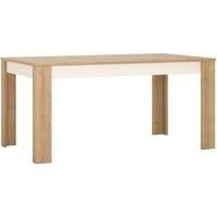 Lyon Large extending dining table 160/200 cm in Riviera Oak/White High Gloss, none