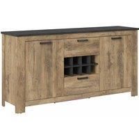 Rapallo 2 Door 2 Drawer Sideboard With Wine Rack In Chestnut And Matera Grey