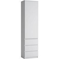 Fribo Tall Narrow 1 Door 3 Drawer Cupboard In White