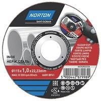 Norton Stainless Steel Metal Cutting Disc 4 1/2" (115mm) x 1 x 22.23mm (8023V)