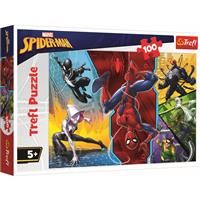 Trefl 16347 Verkehrt herum, Marvel Spiderman 100 Teile, für Kinder ab 5 Jahren Puzzles, Coloured