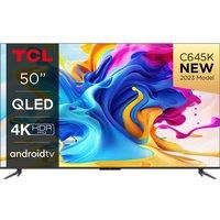 50" TCL 50C645K Smart 4K Ultra HD HDR QLED TV with Google Assistant, Silver/Grey