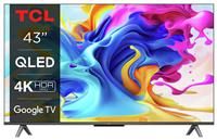 TCL 43C645K Smart 4K Ultra HD HDR QLED TV with Google Assistant, Silver/Grey