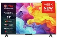 TCL 55V6BK 55-inch 4K Ultra HD, HDR TV, Smart TV Powered by Android TV (Dolby Audio, Voice Control, Compatible with Google Assistant)