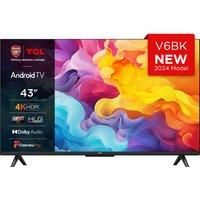 TCL 43V6BK 43-inch 4K Ultra HD, HDR TV, Smart TV Powered by Android TV (Dolby Audio, Voice Control, Compatible with Google Assistant)