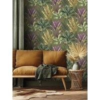 Rasch Akari Tropical Banana Leaf Madagascar Olive/Purple Wallpaper 282886