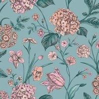 Rasch Amelie Hydrangea Wallpaper In Teal