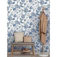 Floral White Wallpaper Amelie Hydrangea Foliage Blue Flowers Rasch 260169
