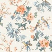 Rasch Elegant Home Chinoiserie Exotic Birds Floral Leaf Flowers Leaves Wallpaper