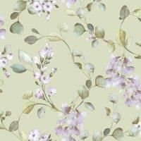 Rosalie Floral Wallpaper Botanical Foliage Leaves Blooms Sage Green Rasch 260652
