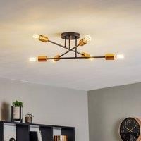 Euluna Veken 6B ceiling lamp in black and copper