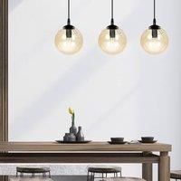 EMIBIG LIGHTING Glassy hanging light 3-bulb linear amber glass