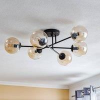 Euluna Glassy ceiling light 6-bulb linear, amber glass