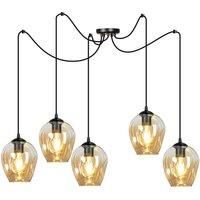 EMIBIG LIGHTING Starla hanging light, off-set, five-bulb, amber