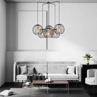 Euluna Albio 6 pendant light with cage lampshades, black