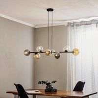 EMIBIG LIGHTING Glassy 8-bulb hanging light, graphite/amber/clear