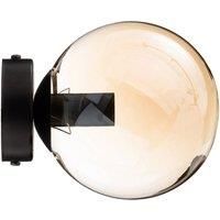 Glassy wall light one-bulb black, amber glass