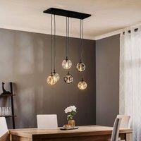 EMIBIG LIGHTING Glassy hanging 6-bulb straight graphite/amber