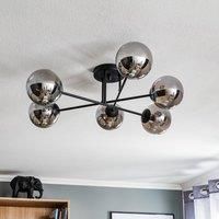 EMIBIG LIGHTING Glassy ceiling light, black, graphite, glass, 6-bulb, E14