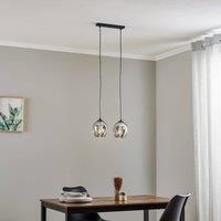 Euluna Starla pendant lamp two-bulb, graphite glass