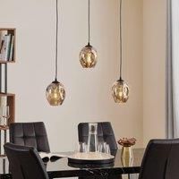 EMIBIG LIGHTING Starla pendant lamp straight 3-bulb graphite glass