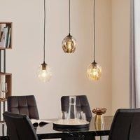 EMIBIG LIGHTING Starla pendant lamp straight 3-bulb graphite/amber