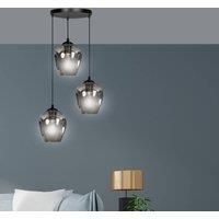 Starla pendant lamp round 3-bulb, graphite glass