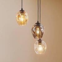 Starla pendant round 3-bulb, graphite/amber/clear
