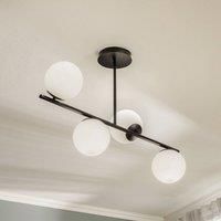 EMIBIG LIGHTING Kabo ceiling lamp, 1 arm, black, four-bulb