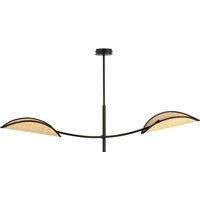 EMIBIG LIGHTING Lotus ceiling lamp, black/rattan look, 2-bulb