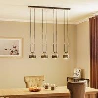 EMIBIG LIGHTING Linear pendant light, black/clear, four-bulb