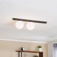 EMIBIG LIGHTING Fit ceiling lamp, black/opal, two-bulb