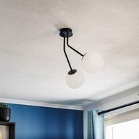 EMIBIG LIGHTING Nova ceiling light, black/opal, two-bulb