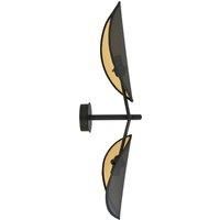 Euluna Vene wall lamp, black/gold, two-bulb