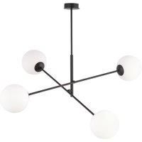 EMIBIG LIGHTING Linear ceiling light, black/opal, four-bulb