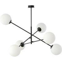 Euluna Linear ceiling light, black/opal, six-bulb